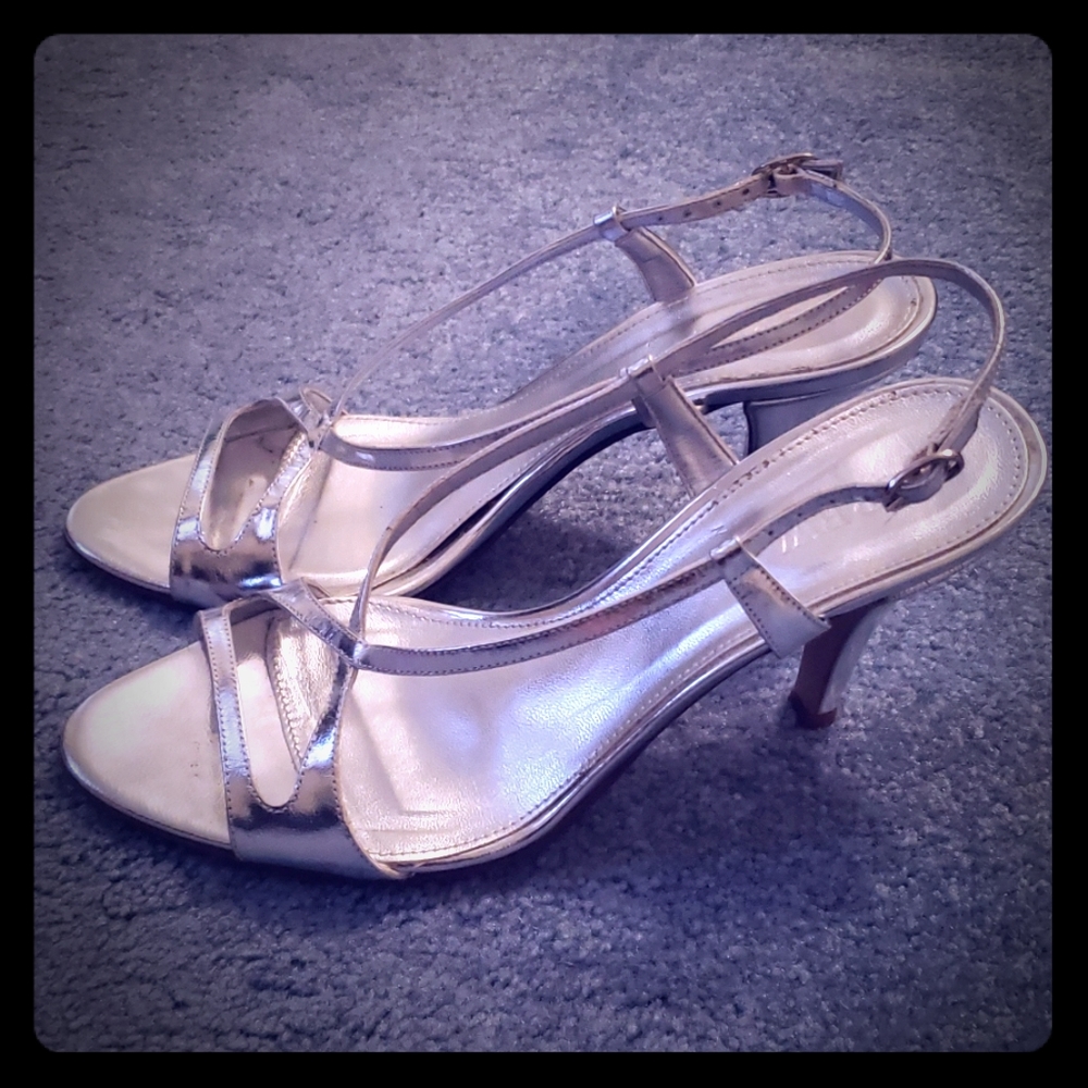 Jcrew Strappy Silver Heels